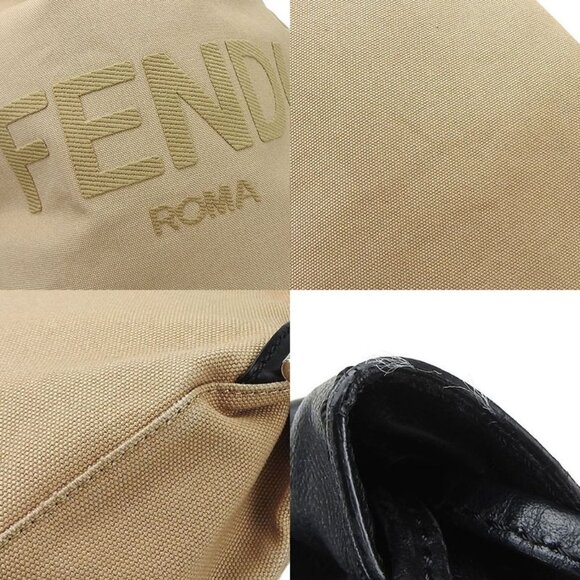 Fendi Backpack Backpack 7 Vz057 Canvas Leather Beige Black Going Out main image 7